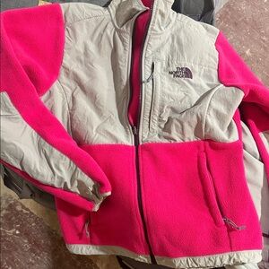 The North Face Kids Fuchsia and Light Gray Puffer Jacket